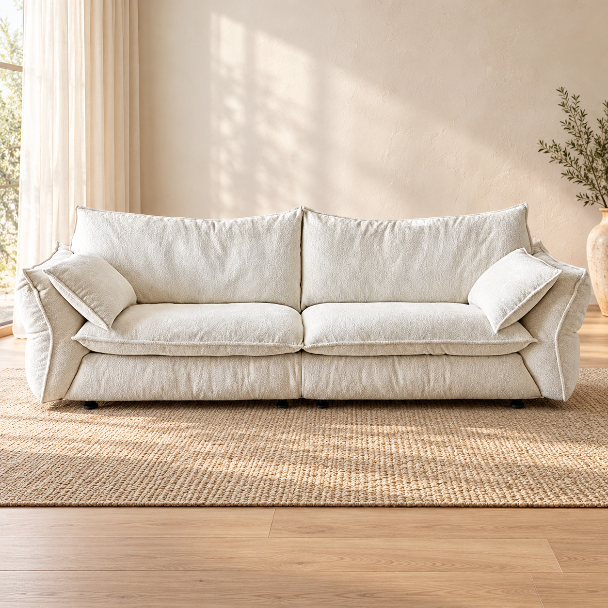JUDM069 Chenille Sofa in a digitally styled living room
