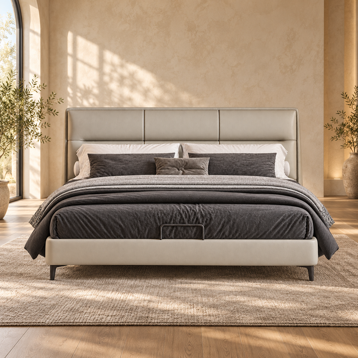 JUXL6 Panelled Leather Bed