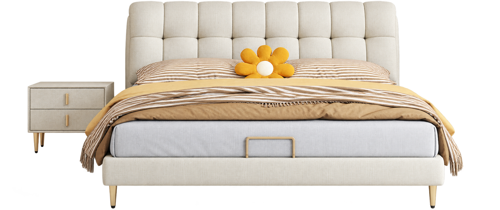 JUXL9754 Channel Tufted Leather Bed original product view