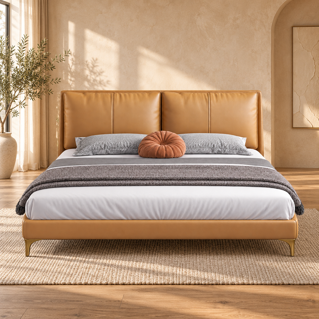 JUXL48 Vertical Panel Leather Bed