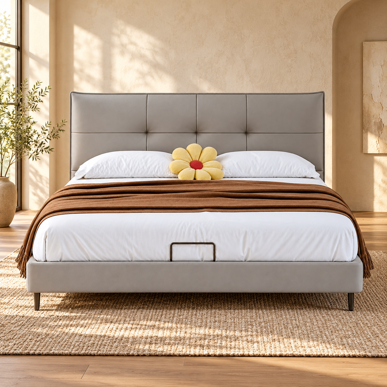 JUXL108 Tailored Tufted Leather Bed