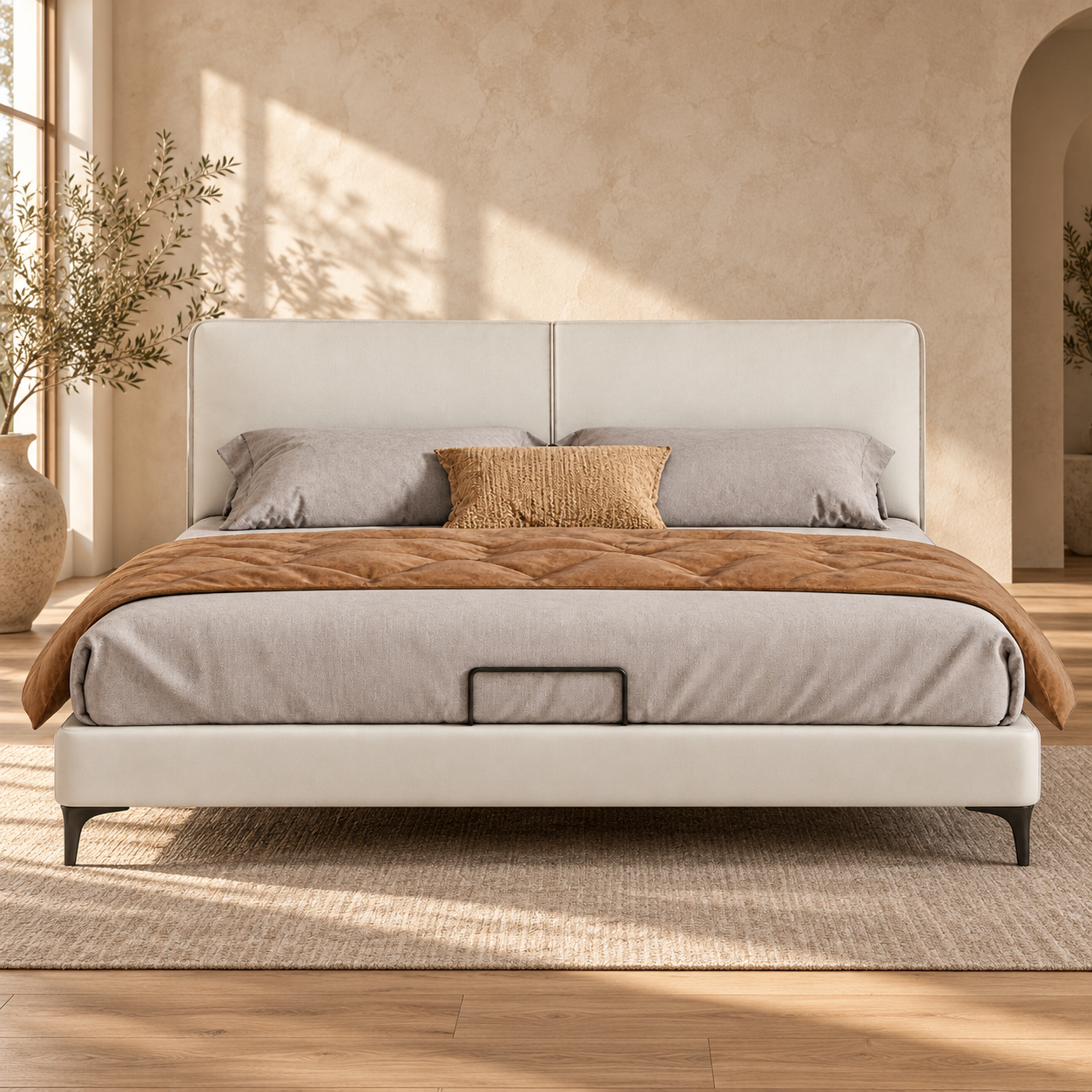 JUXL1082 Eco Leather Panel Bed