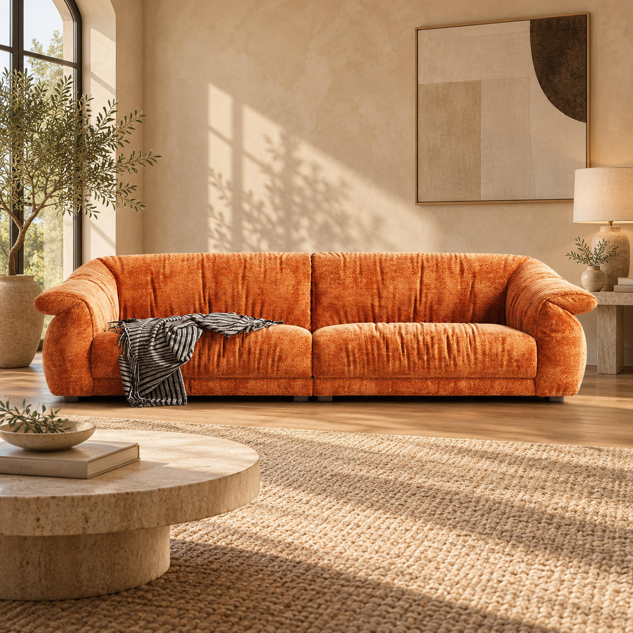 JUDM048 Rounded Chenille Sofa interior styling