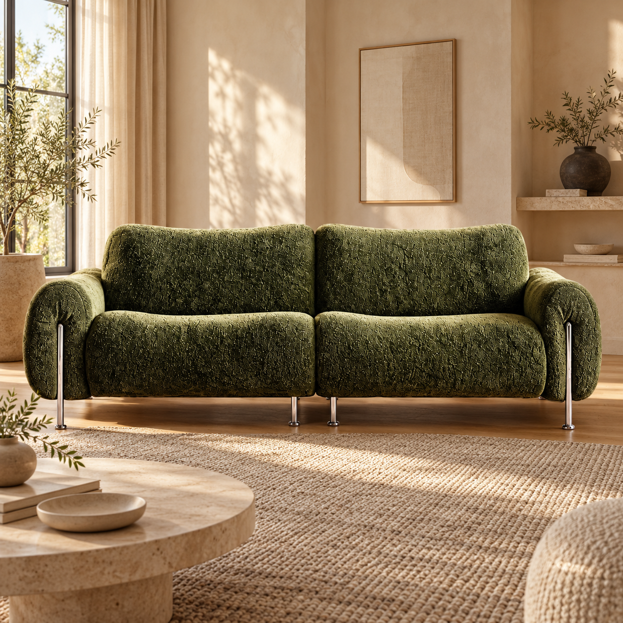 JUXMQ1214 Olive Chenille Sofa