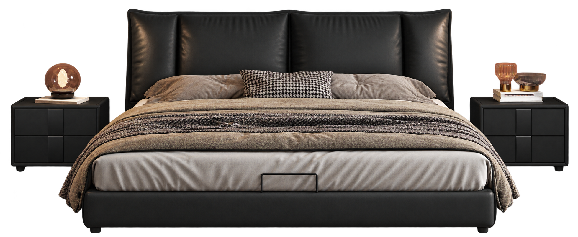 JUXL1080 Winged Leather Bed product view