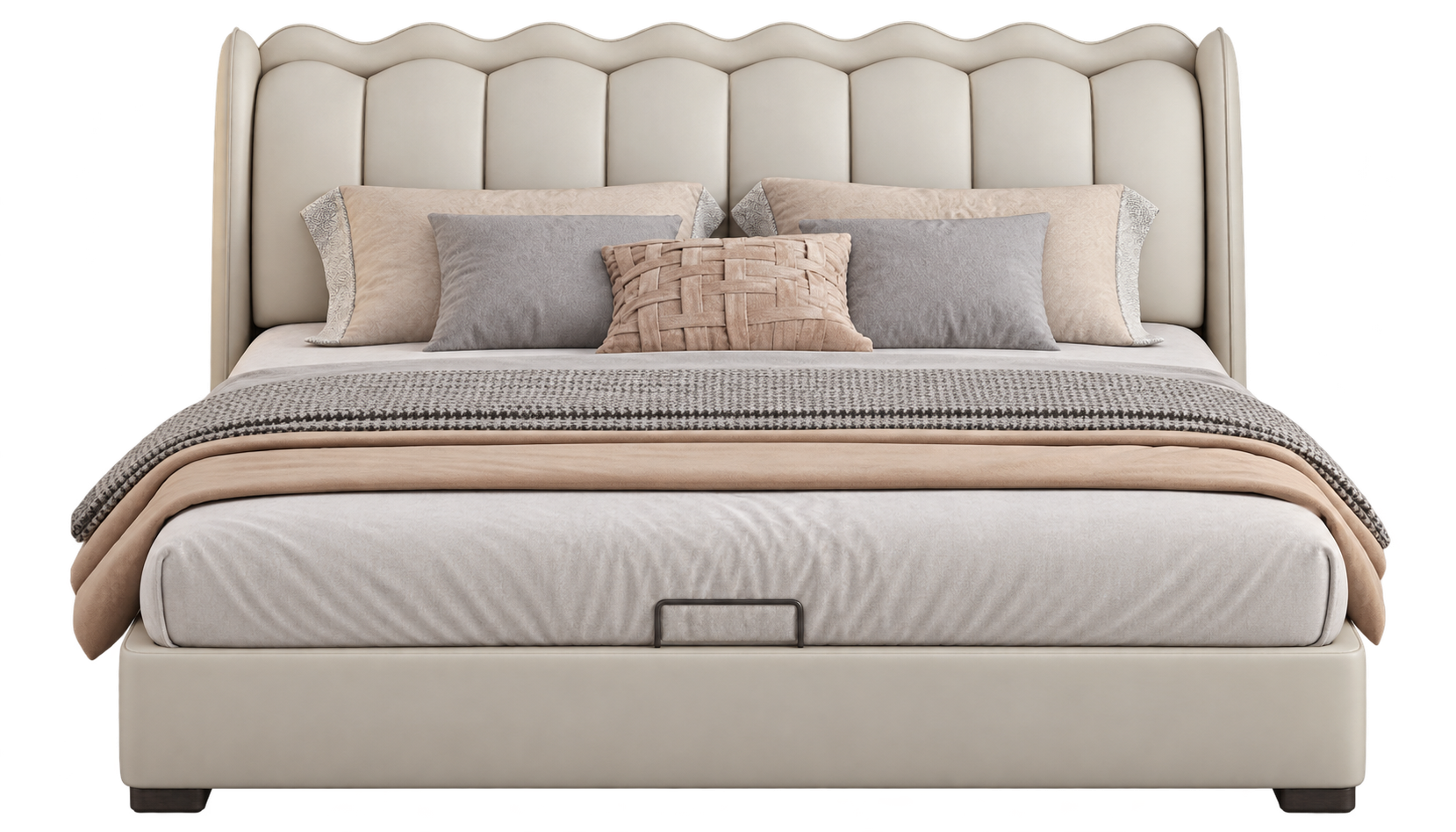 JUJM821 Scalloped Leather Bed product view