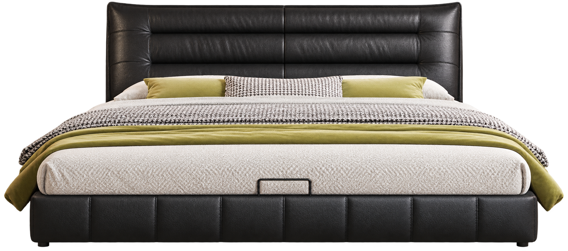 JUJM2072 Wide-Cushion Leather Bed