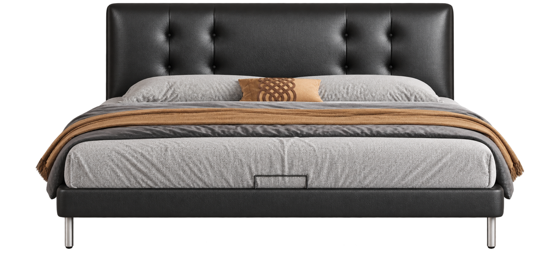 JUJMSM895 Button-Tufted Leather Bed