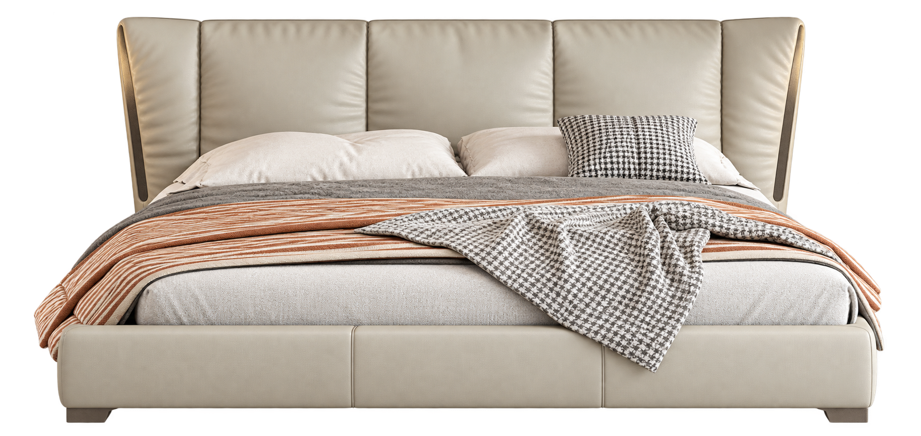 JUJM1308 Angled-Panel Leather Bed