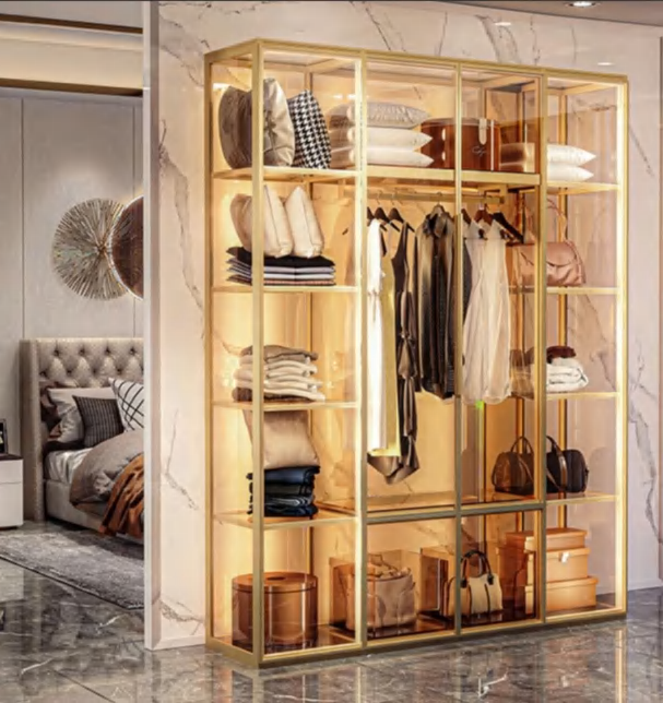 Aluminium Glass 4-Door Wardrobe